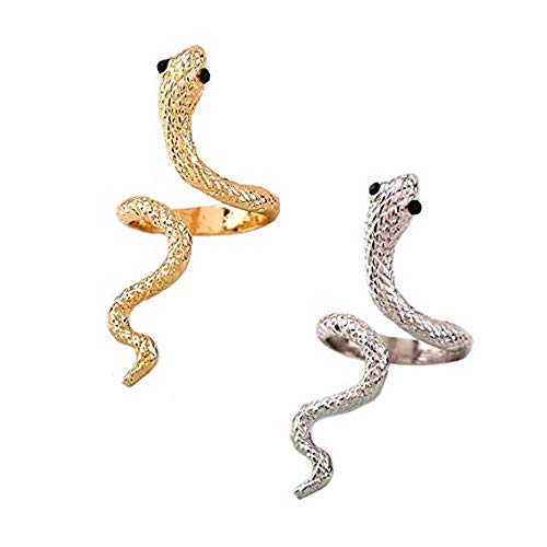 Caiyao Vivid 3D Snake Rings Simple Open Ring Adjustable Personality Animal Jewelry for Women Girls