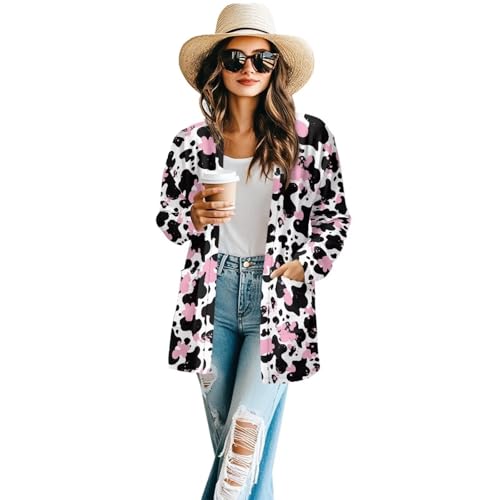 Image of Women's Open Front Cardigan Long Sleeve Loose Sweater Lightweight Soft Cardigan Jackets