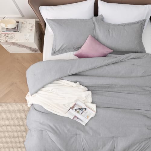 Image of Bedsure Oversized King Comforter Set - Grey Soft Bedding for All Seasons, Cationic Dyed Bed Set, 3 Pieces, 1 Oversized King Size Comforter (120 inchx98 inch) and 2 Pillow Shams (20 inchx36 inch+2 inch)