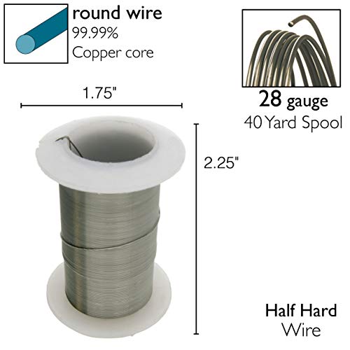 Image of The Beadsmith Wire Elements 28-Gauge Lacquered Tarnish-Resistant Copper Wire for Jewelry Making, 40 Yard, 36.58 Meter Spool (Hematite Color)