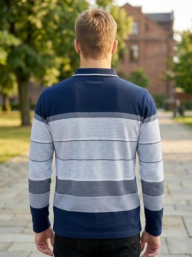 Image of Full Sleeve Polo T Shirt for Men Cotton with Pocket and Collar - Regular Fit Tshirt