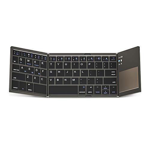 Clavier Pliable OXOQO BT, 3 périphériques sans Fil connectés simultanément avec pavé Tactile, Batterie Rechargeable intégrée