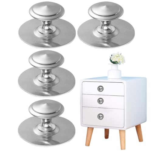 MOLZINY 4 Pièces poignées autocollantes pour tiroir poignées d'armoire instantanées Poignee de Meuble Cuisine En acier inoxydable À retirer et coller sans perçage pour Placards Commode Armoire Meuble