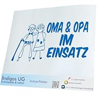 INDIGOS UG Adesivo per auto nonna e nonno in uso per bambini Boy Girl – 300 x 142 mm rosa – Adesivo autoadesivo per auto, finestre, autobus o camion – Tuning