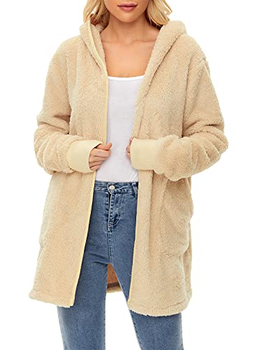 Image of Century Star Women Fleece Cardigan Hooded Loose Fuzzy Cardigan Coat Womens Fuzzy Jacket Outwear