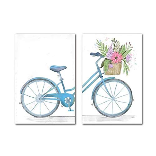Toile bicyclette fleur déco chambre | Une ambiance douce pour votre fille