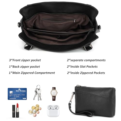 Bolso Tote para mujeres de cuero vegano impermeable grande miniatura 4
