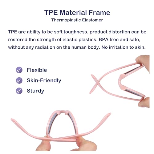 COCOSAND Kids Sunglasses with Strap Polarized Flexible Frame Soft Silicone Nose Pads for Toddler Boys Girls Ages 2-63