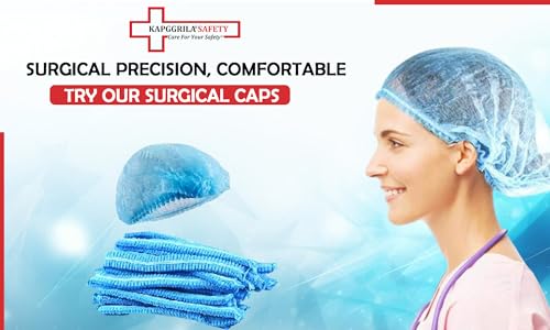 Image of KAUSTA 100 Pcs Disposable Bouffant Caps - Non-Woven Hair Nets for Food Service, Labs, Hospitals, & Salons Blue Disposable Hair Covers for Food Service, Laboratories, Hospitals, Clinics, Salons & Clean Rooms