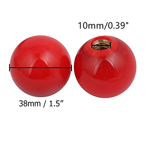 Comok, Pomelli Rotondi A Sfera, Diametro 38 Mm, Diametro Del Foro: 10 Mm, Colore: Rosso, 5 Pezzi - 2