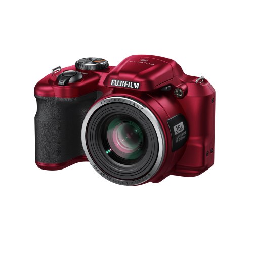 Fujifilm FinePix S8600 – Cámara compacta de 16.2 MP (Pantalla de 3″, Zoom óptico 36x, estabilizador óptico), Rojo