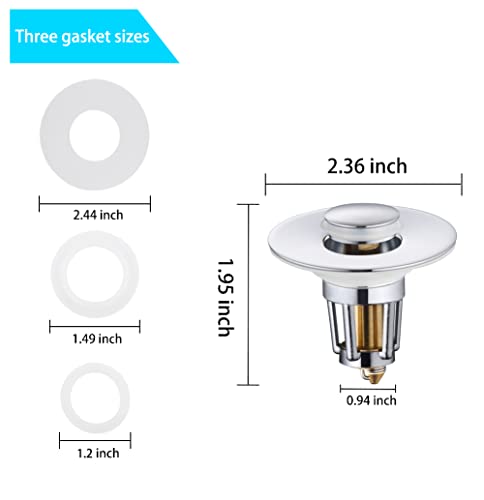 Universal Bathroom Sink Stopper,Suitable For 1.06-1.5 Inch Drain Hole,Pop Up Sink Drain Stopper,Sink Drain Plug With Anti-Clogging Filter Basket(Silver) #TOP1