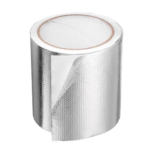 HARFINGTON Heat Shield Tape 3.94" x 32.8 ft Waterproof Sunscreen Sound Insulation High-Temperature Resistance Silver Aluminum Tape Thickness for Automotive Repairs