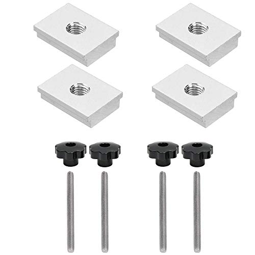 TooTaci Set of 12 Pieces T-Slot T-Track Clamps DIY Woodworking Tool, with T Screw and M8 Plastic Handle, M8 T-Track Sliding Nut T Slot Nut, for Woodworking Tool Slot Fastener