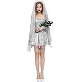 Halloween Mummy Bridal Clothes Grey Ghost Bride Wedding Dress Cosplay Costume