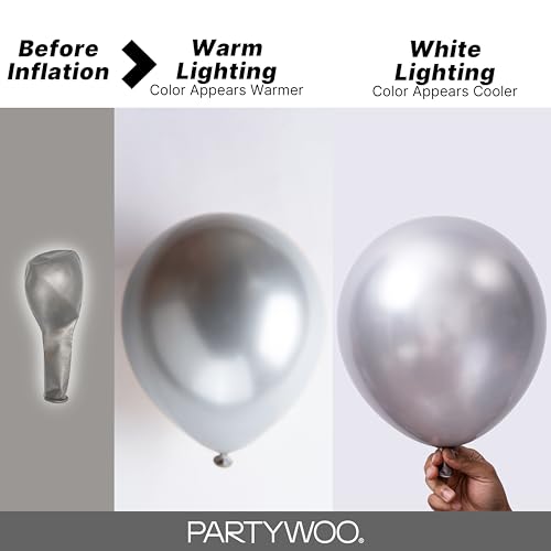 Image of PartyWoo Silver Balloons 130 pcs Different Sizes of 18 12 10 5 Inch Silver Balloon Arch Kit Garland for Birthday Graduation Bachelorette Engagement Bridal Shower Wedding Party Decorations Silver-G102