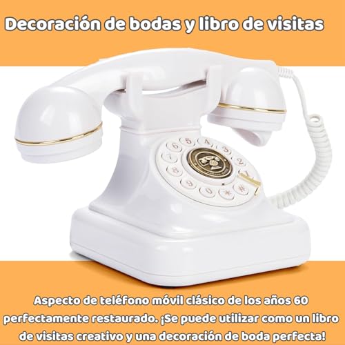 Miniatura 2 de Retrovox Libro De Visitas De Audio Para Teléfono De Boda, Libro De Visitas Y Cartelería, Estilo Vintage Para Recepción De Boda, Despedida De Soltera, Baby Shower 02 Blanco Perla