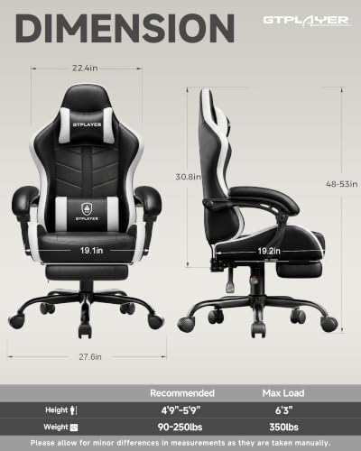 Image of GTPLAYER Gaming Chair for Adults, Computer Chair with Footrest, Pearl White | Ergonomic Video Game Chair with 90-155 Recline, Removable Headrest & Lumbar Support, All-Day Comfort for Home & Office