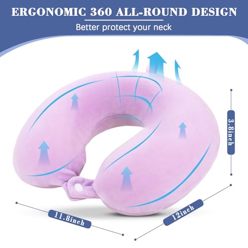 Travel Pillow for Rest Neck Pillow for Airplane Flight Pillow Memory Foam Travel Pillows Neck Cushion Compact Lightweight Quick Pack (Purple) - Image 6