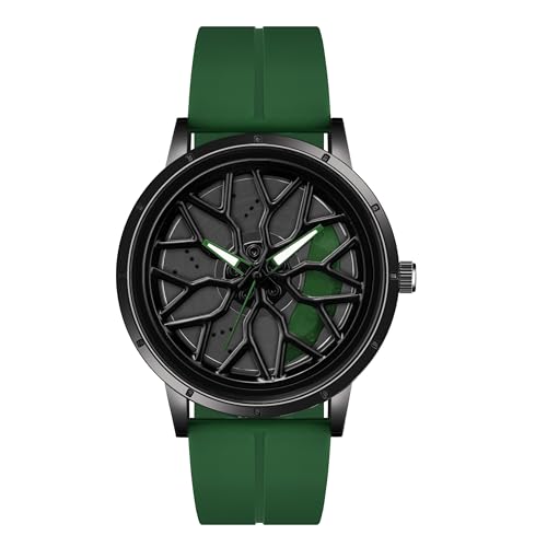 Image of Shocknshop RevolveX Rotating Hollow Wheel Hub Creative Fashion Analog Silicone Magnetic Strap Wrist Watch for Men Boys -WCH368