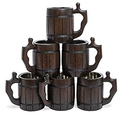 Set of 6 Mugs Barrel Brown 20 OZ