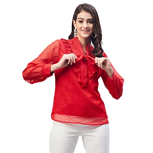 Image of Carlton London Women's Solid Polyester Blend Regular Fit Blouse