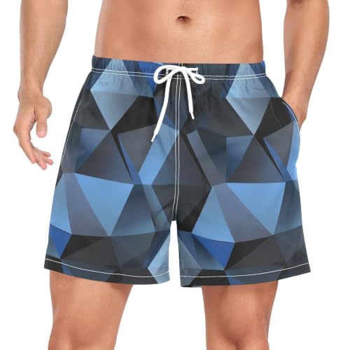 Traje de baño para hombre azul con geometrías secado rápido