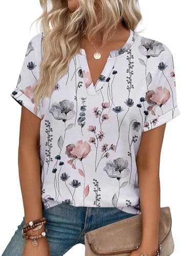 Image of WIHOLL Womens Blouses Spring Tops Short Sleeve Shirts Dressy Casual Summer Vacation Fashion Clothing 2026