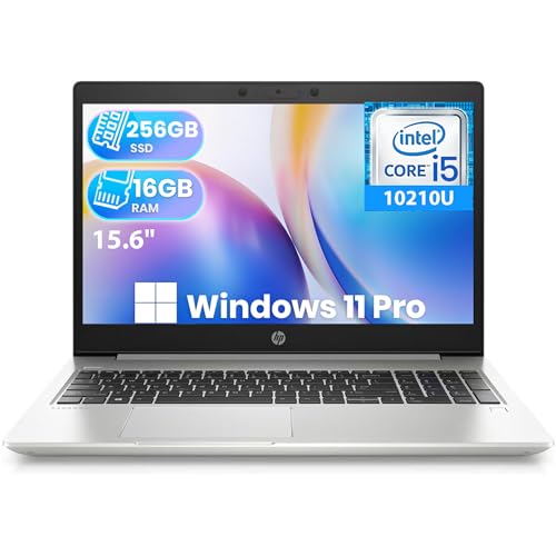 HP ProBook 450 G7 - Portátil HD de 15.6 pulgadas, Intel Core i5-10210U de 4 núcleos, 16 GB de RAM, 256 GB SSD, HDMI, USB-C, cámara web, Windows 11 Pro (reacondicionado)