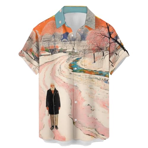 Chemise hawaïenne homme 4XL fluide et légère anti transpirante style peinture artistique
