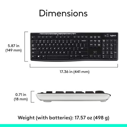 Logitech 920-008813 Mk270 Wireless Keyboard And Mouse Combo For Windows, 2.4 Ghz Wireless, Compact Mouse, 8 Multimedia And Shortcut Keys, For Pc, Laptop thumb #6