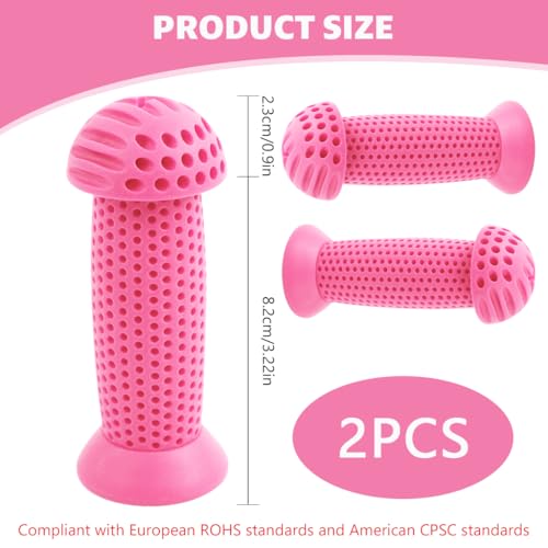 Image of Proberos Kids Bike Handle Grip 3.9 inches Soft Silicone Grip Sleeve Cover Porous Silicone Anti-slip Grip Universal Children's Bicycle Grips for Scooter, Tricycle, Children's Balance Bike, Pink