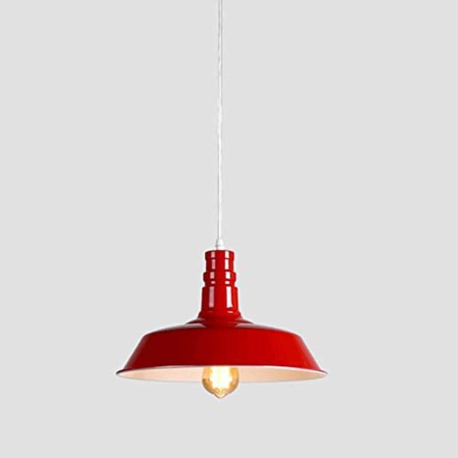 LYMSXAZOU Nordic Industrial Pendant Light Creative Iron Cover Adjustable Hanging Lamp for Dining Room Red 36x21cm - Modern Loft Lighting Fixture