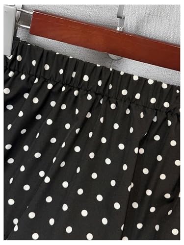 WDIRARA Women's Polka Dots Ruffle Long Skirt Vintage Elastic Waist A Line Flowy Skirts4