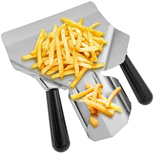JEUIHAU 2 Pcs Stainless Steel French Fry Scoop, Double Handle Popcorn Scoop, Stainless Steel Commercial French Fry Bagger for Popcorn, Chip, Candy, Desserts, Snacks, Ice, Dry Goods - Thumbnail 6
