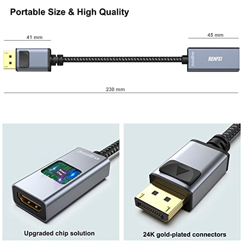 image for BENFEI DisplayPort to HDMI, DP to HDMI Adapter(4K@60Hz) Compatible wit