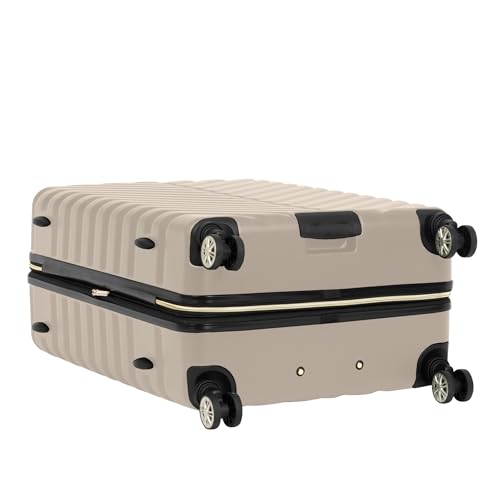 Image of Kenneth Cole REACTION Madison Square Lightweight Hardside Chevron Expandable Spinner Luggage, Taupe, 24-Inch Checked, Kenneth Cole Reaction Women's Madison Square Hardside Chevron Expandable Luggage