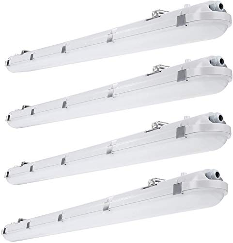 BRILLIHOOD LED Vapor Tight 4FT Light Fixture, 40W, 5000LM, IP65 Waterproof Shop Light, 6000K Bright White, Milky Lens, Outdoor Vapor Proof Lighting, 4-Pack
