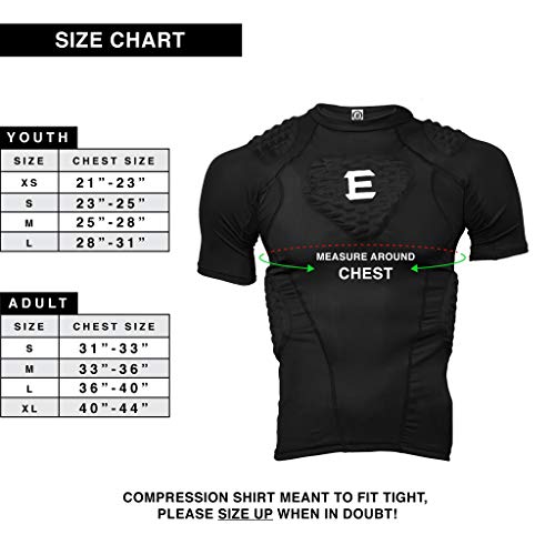EliteTek Padded Compression Shirt - CPS14 - Youth and Adult Sizes (Black, Adult M)
