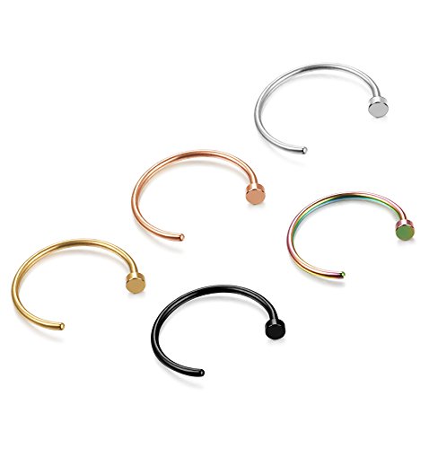 Jstyle 18G 20G 5 Pcs a Set 316L Stainless Steel Nose Rings Hoop Nose Piercing Body Jewelry3
