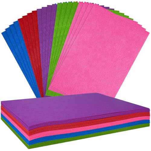 NEBURORA Hojas de Fieltro de 2 mm de Grosor para Manualidades - 20 Piezas de Tela en Colores, Suministros para Costura y Patchwork