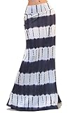 Vivicastle Women's Colorful Tie Dye Acid Washed High Waist Foldover Maxi Skirt (Medium, D21)
