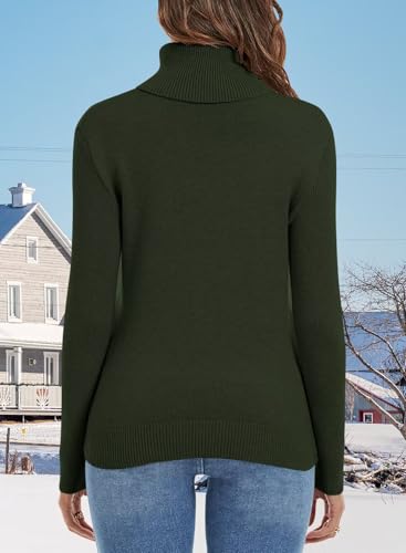 Image of ANFTFH Womens Turtleneck Sweater 2025 Ribbed Knit Top Pullover Sweaters