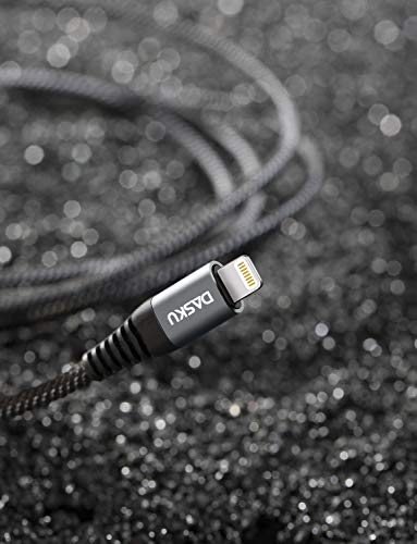 Dasku Lightning Cable 3Ft 3Pack Nylon Braided Heavy Duty Iphone Charger Cord Black Compatible With 14/13 / 12/11 Pro Max/X/Xs Max/Xr /8 Plus/ 7 6S Plus 6 Plus/Ipad Mini/Air #TOP6