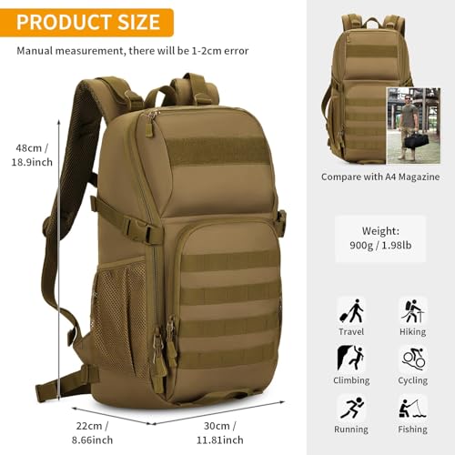 Image of HUNTVP Tactical Backpack Military MOLLE Backpack Hunting Rucksack Gear Assault Pack 25L WR