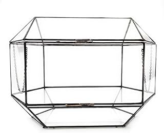 Lenka's Terrrariums Terrarium Plants UK Geometric Glass Pot Cacti Succulent Wedding Box with Lid & Storage Compartment Handmade in England (Mega, Black)