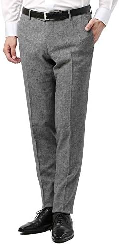 Amazon ザ スーツカンパニー 秋冬 ウォッシャブル Non Iron Solotex Fulflan ツイードライクテーパードパンツ ミディアムグレー Ll ロングパンツ 通販