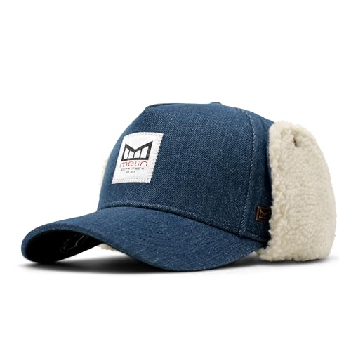 melin Odysea Stacked Lumberjack Thermal, Medium Blue Denim, Winter Strapback Hat with Adjustable Ear Flaps, Cold-Weather Caps for Men & Women, Medium-Large