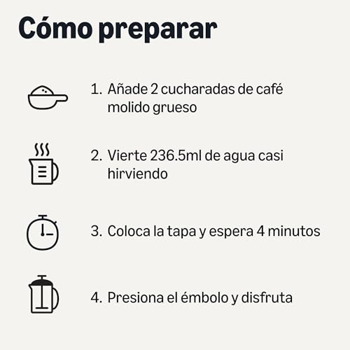 Amazon Basics Cafetera Francesa, 0,97L, Vidrio de Borosilicato, Libre de BPA, Piezas Desmontables Aptas para Lavavajillas - imagen 7