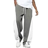 leichte Sommerhose Herren,Sommer Outfit Herren,Lässige, Bequeme Webstoff mit Farbblockmuster und entspannter Passform für jeden Tag Jogging Gemustert (Grey, XXXXL)